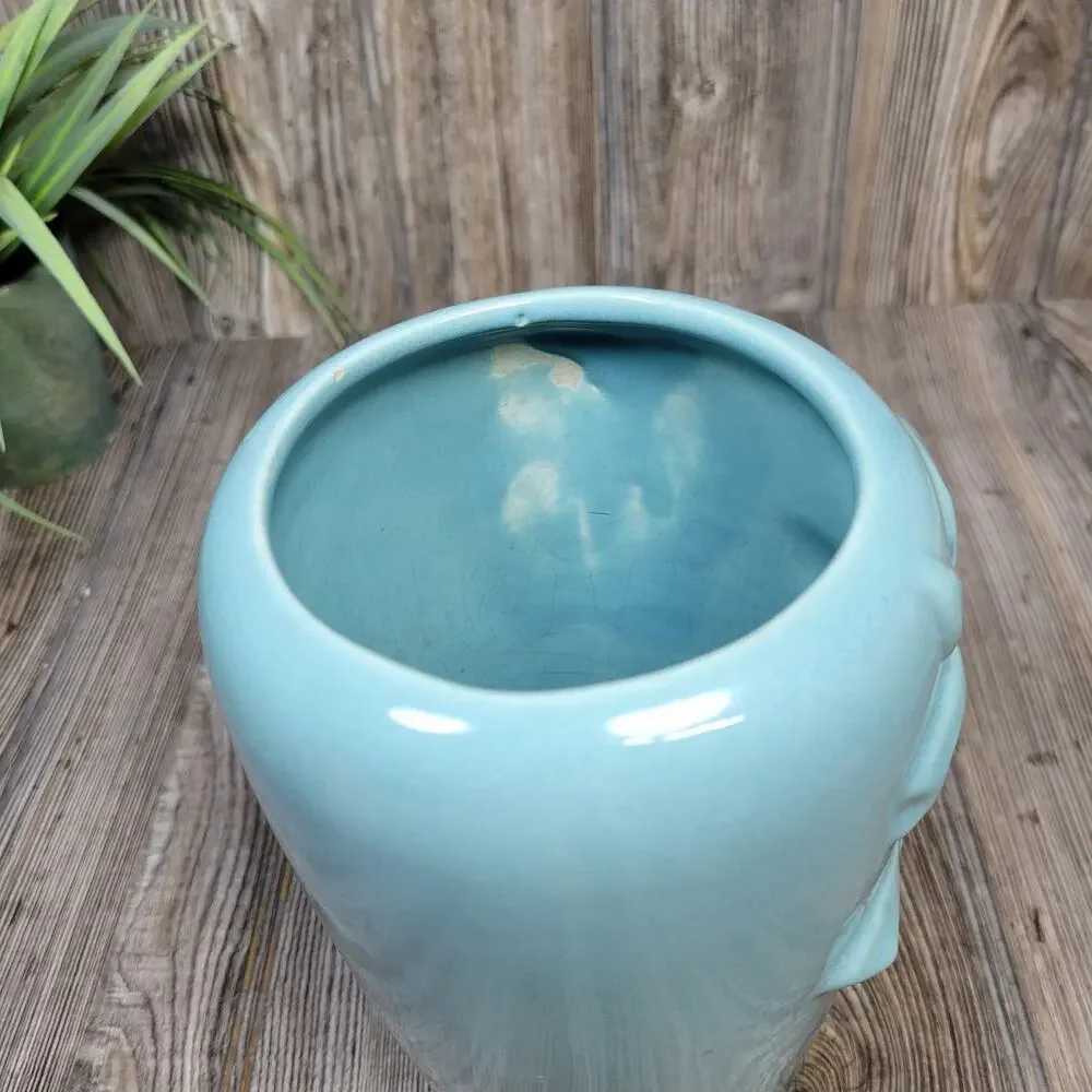 Vintage Haeger Pottery Dogwood Flower Vase Blue Turquoise 75th Anniversary MCM